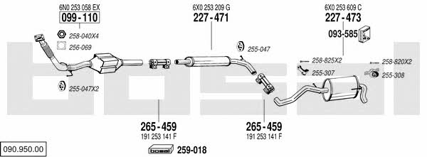 Bosal 090.950.00 Exhaust system 09095000: Buy near me at 2407.PL in Poland at an Affordable price!