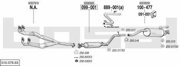 Bosal 010.076.63 Exhaust system 01007663: Buy near me at 2407.PL in Poland at an Affordable price!