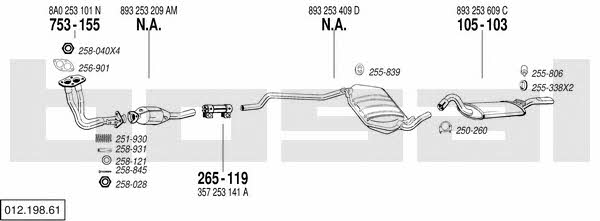 Bosal 012.198.61 Система выпуска отработаных газов 01219861: Купить в Польше - Отличная цена на 2407.PL!