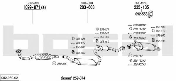  092.950.02 Exhaust system 09295002: Buy near me in Poland at 2407.PL - Good price!