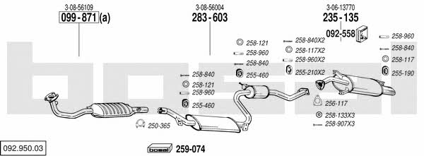  092.950.03 Exhaust system 09295003: Buy near me in Poland at 2407.PL - Good price!