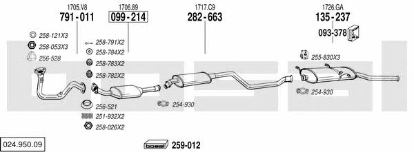 Bosal 024.950.09 Exhaust system 02495009: Buy near me at 2407.PL in Poland at an Affordable price!