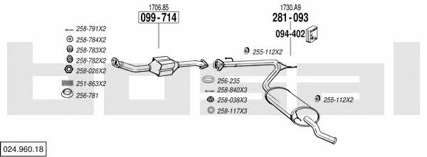 Bosal 024.960.18 Układ wydechowy 02496018: Atrakcyjna cena w Polsce na 2407.PL - Zamów teraz!