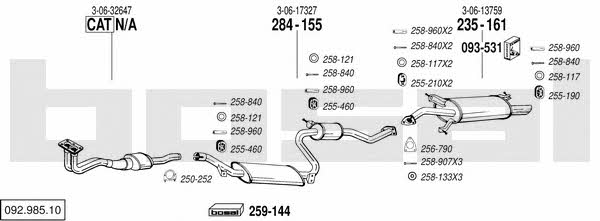  092.985.10 Exhaust system 09298510: Buy near me in Poland at 2407.PL - Good price!