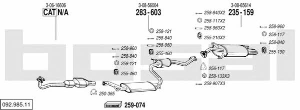  092.985.11 Exhaust system 09298511: Buy near me in Poland at 2407.PL - Good price!