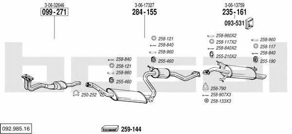 092.985.16 Exhaust system 09298516: Buy near me in Poland at 2407.PL - Good price!