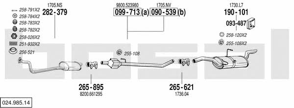  024.985.14 Exhaust system 02498514: Buy near me in Poland at 2407.PL - Good price!