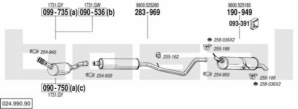  024.990.90 Exhaust system 02499090: Buy near me in Poland at 2407.PL - Good price!