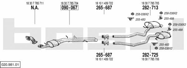 Bosal 020.981.01 Układ wydechowy 02098101: Atrakcyjna cena w Polsce na 2407.PL - Zamów teraz!