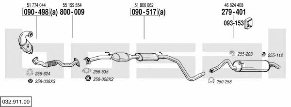 Bosal 032.911.00 Exhaust system 03291100: Buy near me at 2407.PL in Poland at an Affordable price!