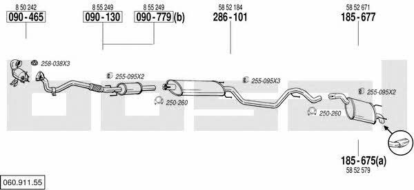  060.911.55 Exhaust system 06091155: Buy near me in Poland at 2407.PL - Good price!