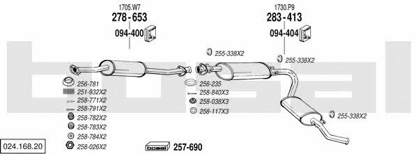  024.168.20 Exhaust system 02416820: Buy near me in Poland at 2407.PL - Good price!