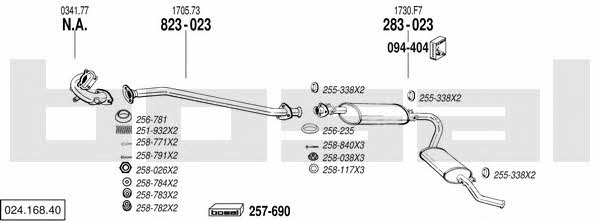  024.168.40 Exhaust system 02416840: Buy near me in Poland at 2407.PL - Good price!