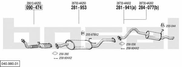  040.980.01 Exhaust system 04098001: Buy near me in Poland at 2407.PL - Good price!