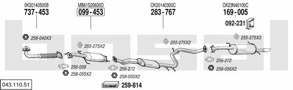 Bosal 043.110.51 Exhaust system 04311051: Buy near me at 2407.PL in Poland at an Affordable price!