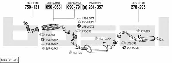 Bosal 043.981.03 Układ wydechowy 04398103: Atrakcyjna cena w Polsce na 2407.PL - Zamów teraz!