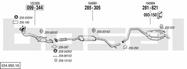  034.950.16 Exhaust system 03495016: Buy near me in Poland at 2407.PL - Good price!
