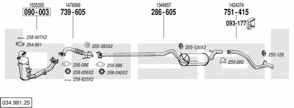  034.981.25 Exhaust system 03498125: Buy near me in Poland at 2407.PL - Good price!