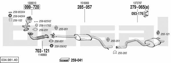 Bosal 034.981.40 Exhaust system 03498140: Buy near me at 2407.PL in Poland at an Affordable price!