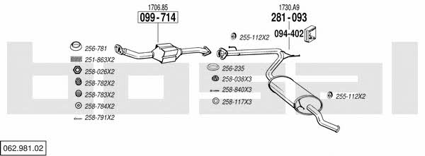  062.981.02 Exhaust system 06298102: Buy near me in Poland at 2407.PL - Good price!