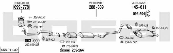  058.911.02 Система выпуска отработаных газов 05891102: Отличная цена - Купить в Польше на 2407.PL!