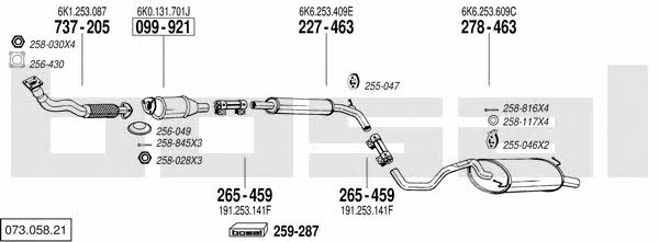 Bosal 073.058.21 Exhaust system 07305821: Buy near me at 2407.PL in Poland at an Affordable price!