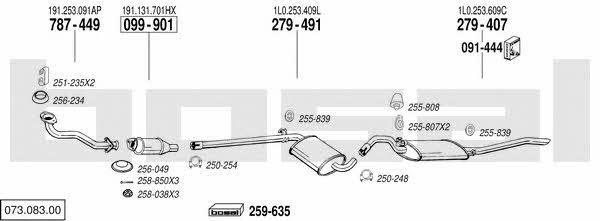 Bosal 073.083.00 Exhaust system 07308300: Buy near me at 2407.PL in Poland at an Affordable price!