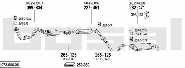  073.900.08 Exhaust system 07390008: Buy near me in Poland at 2407.PL - Good price!