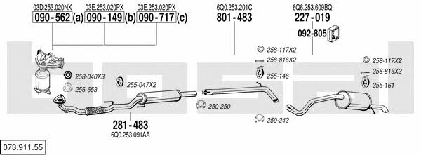  073.911.55 Система выпуска отработаных газов 07391155: Отличная цена - Купить в Польше на 2407.PL!