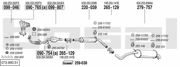 Bosal 073.960.51 Exhaust system 07396051: Buy near me at 2407.PL in Poland at an Affordable price!