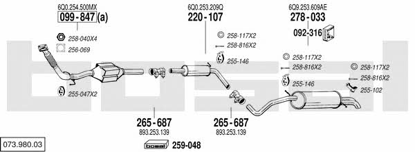  073.980.03 Система выпуска отработаных газов 07398003: Отличная цена - Купить в Польше на 2407.PL!