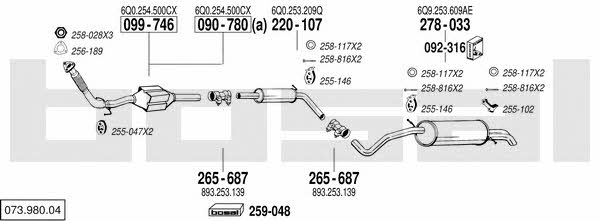  073.980.04 Система выпуска отработаных газов 07398004: Отличная цена - Купить в Польше на 2407.PL!