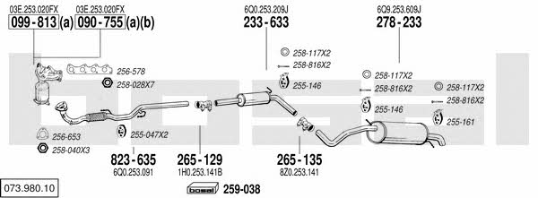  073.980.10 Exhaust system 07398010: Buy near me in Poland at 2407.PL - Good price!