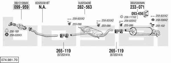  074.981.70 Система выпуска отработаных газов 07498170: Отличная цена - Купить в Польше на 2407.PL!