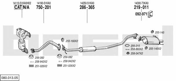  080.013.05 Exhaust system 08001305: Buy near me in Poland at 2407.PL - Good price!