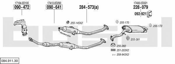  084.911.30 Exhaust system 08491130: Buy near me in Poland at 2407.PL - Good price!