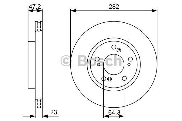 Bosch Front brake disc ventilated – price 154 PLN