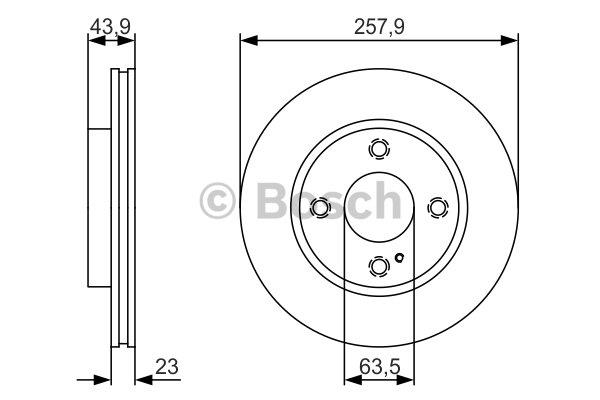 Bosch Wentylowana przednia tarcza hamulcowa – cena 404 PLN