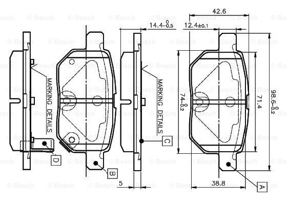 Bosch 0 986 TB3 071 Scheibenbremsbeläge, Set 0986TB3071: Kaufen Sie zu einem guten Preis in Polen bei 2407.PL!