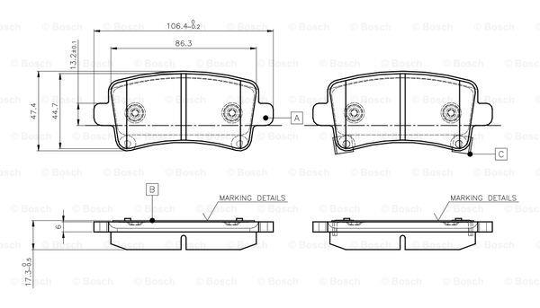 Bosch 0 986 TB3 106 Brake Pad Set, disc brake 0986TB3106: Buy near me in Poland at 2407.PL - Good price!