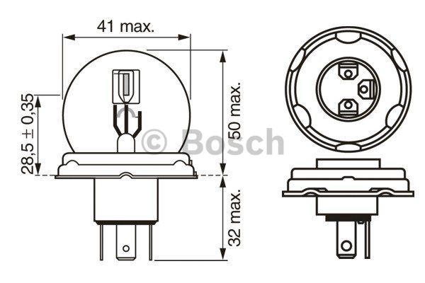 Лампа галогенная Bosch Pure Light 12В R2 45&#x2F;40Вт Bosch 1 987 302 023