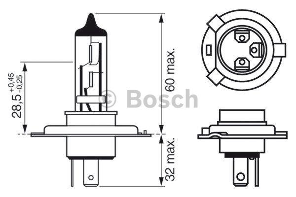 Bosch 1 987 302 043 Лампа галогенная 12В H4 60/55Вт 1987302043: Отличная цена - Купить в Польше на 2407.PL!