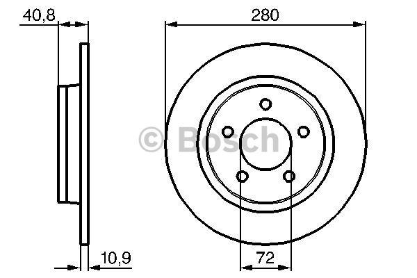 Bosch Rear brake disc, non-ventilated – price 105 PLN