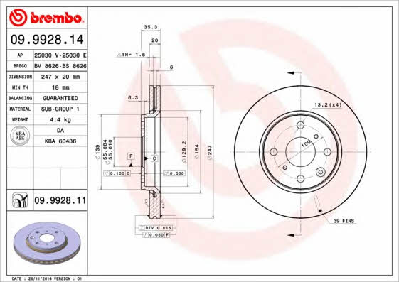 Breco BS 8626 Тормозной диск передний вентилируемый BS8626: Отличная цена - Купить в Польше на 2407.PL!