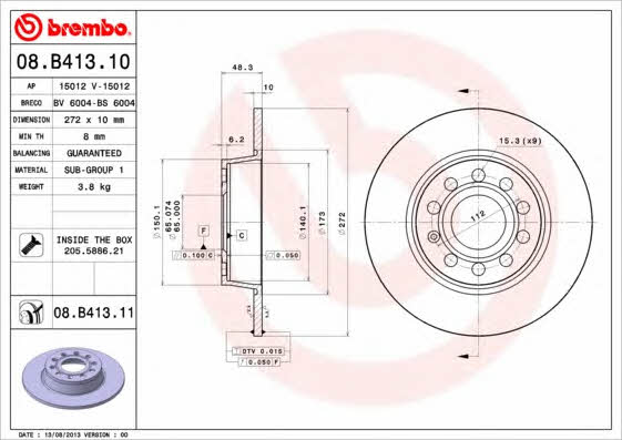 Breco BS 6004 Тормозной диск задний невентилируемый BS6004: Отличная цена - Купить в Польше на 2407.PL!