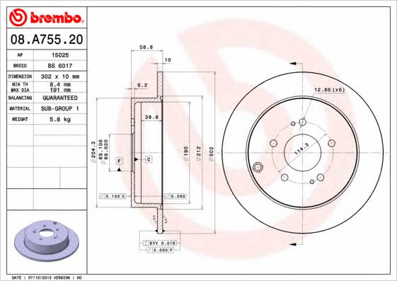 Breco BS 6017 Тормозной диск задний невентилируемый BS6017: Отличная цена - Купить в Польше на 2407.PL!