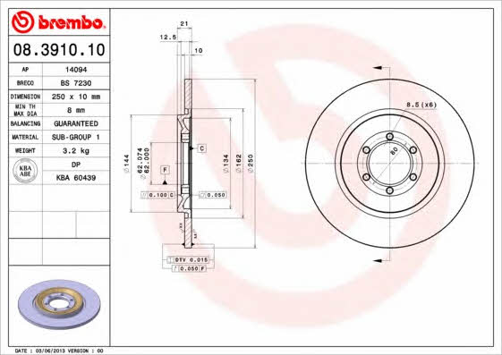 Breco BS 7230 Тормозной диск задний невентилируемый BS7230: Отличная цена - Купить в Польше на 2407.PL!