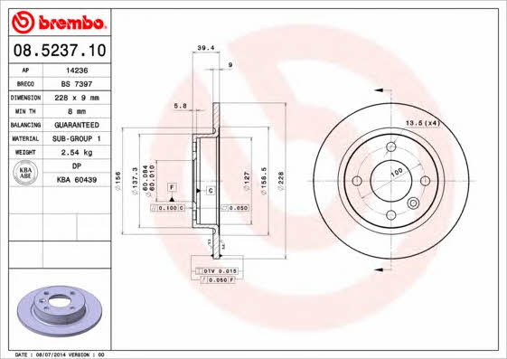 Breco BS 7397 Тормозной диск задний невентилируемый BS7397: Отличная цена - Купить в Польше на 2407.PL!