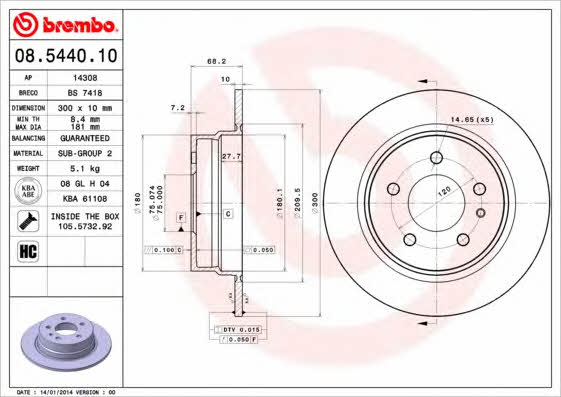Breco BS 7418 Тормозной диск задний невентилируемый BS7418: Отличная цена - Купить в Польше на 2407.PL!