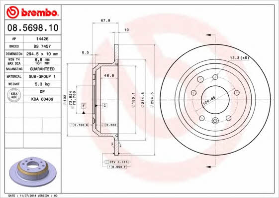 Breco BS 7457 Тормозной диск задний невентилируемый BS7457: Отличная цена - Купить в Польше на 2407.PL!